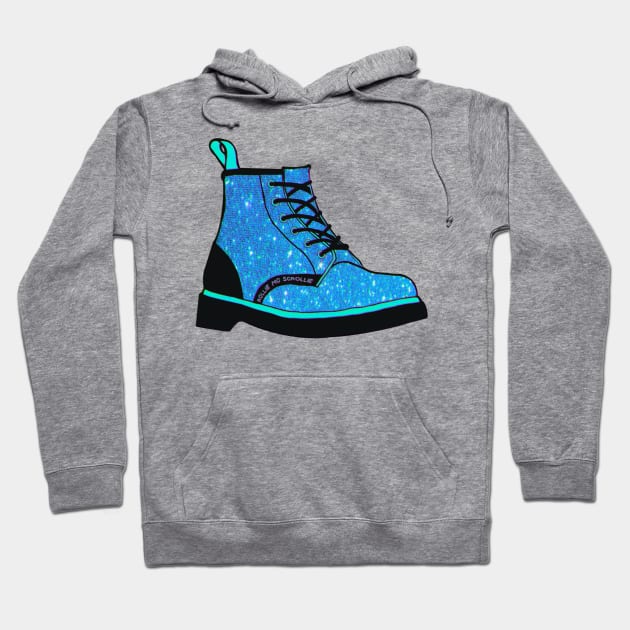 Glittery Sparkly Blue Boot Hoodie by ROLLIE MC SCROLLIE